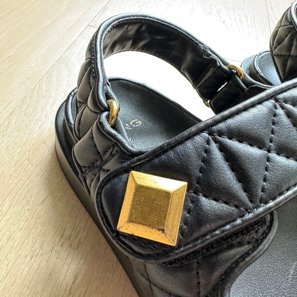 Mango Quilted Black Sandals with Gold Studs - Picture 4 of 6